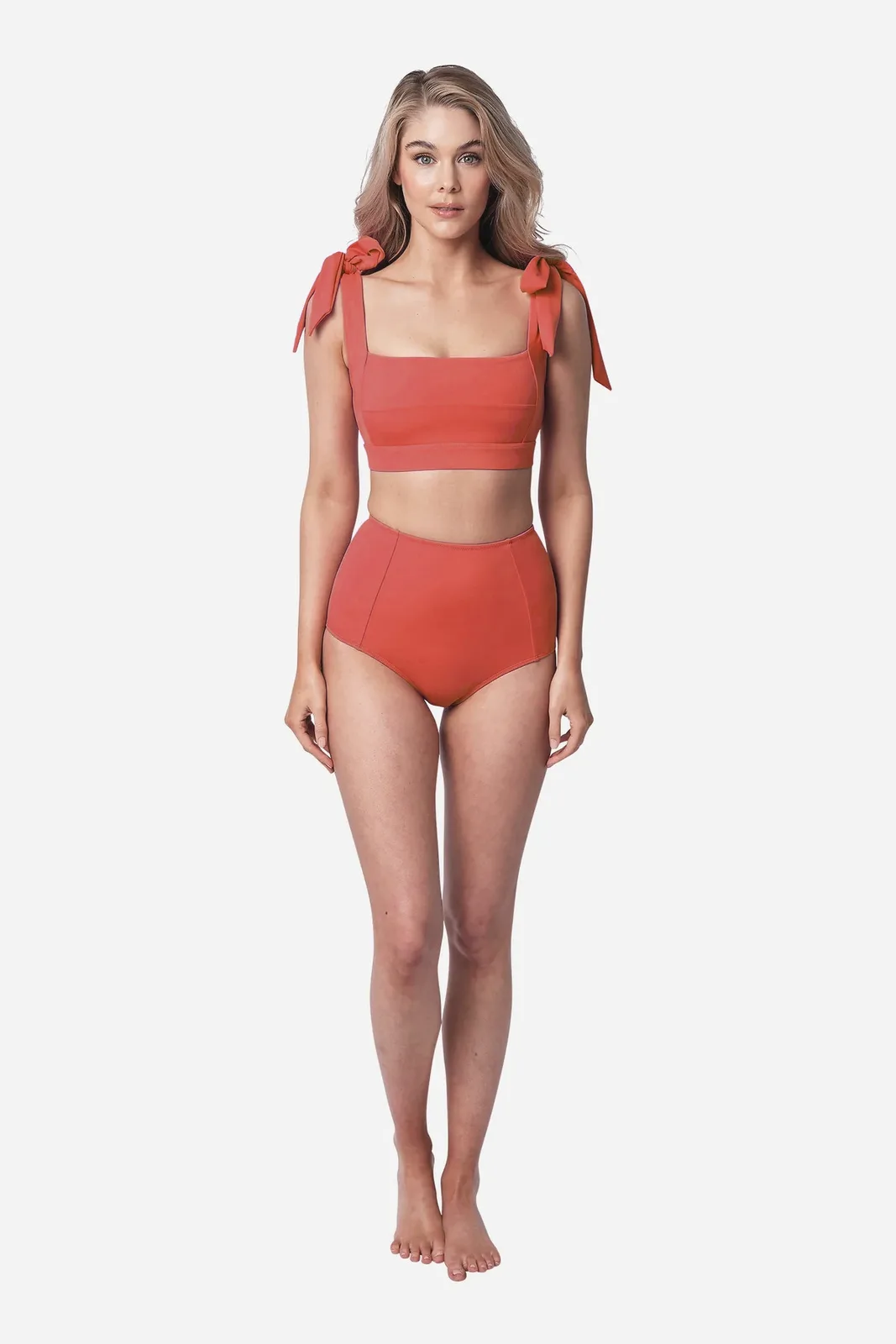 Dusty Rose Shaping High-Waist Bikini Bottom Lined UV-Protective