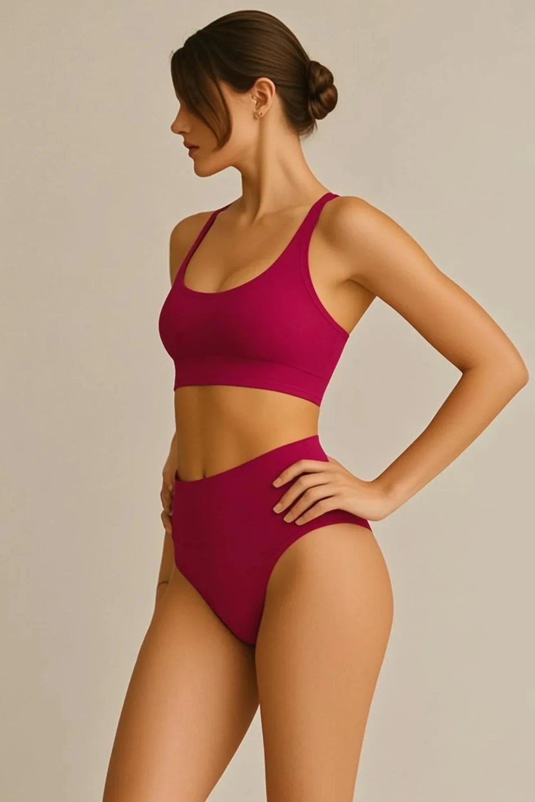 Fuchsia Sculptfit High-Waist & Shaping & Sculpting Bikini Bottom