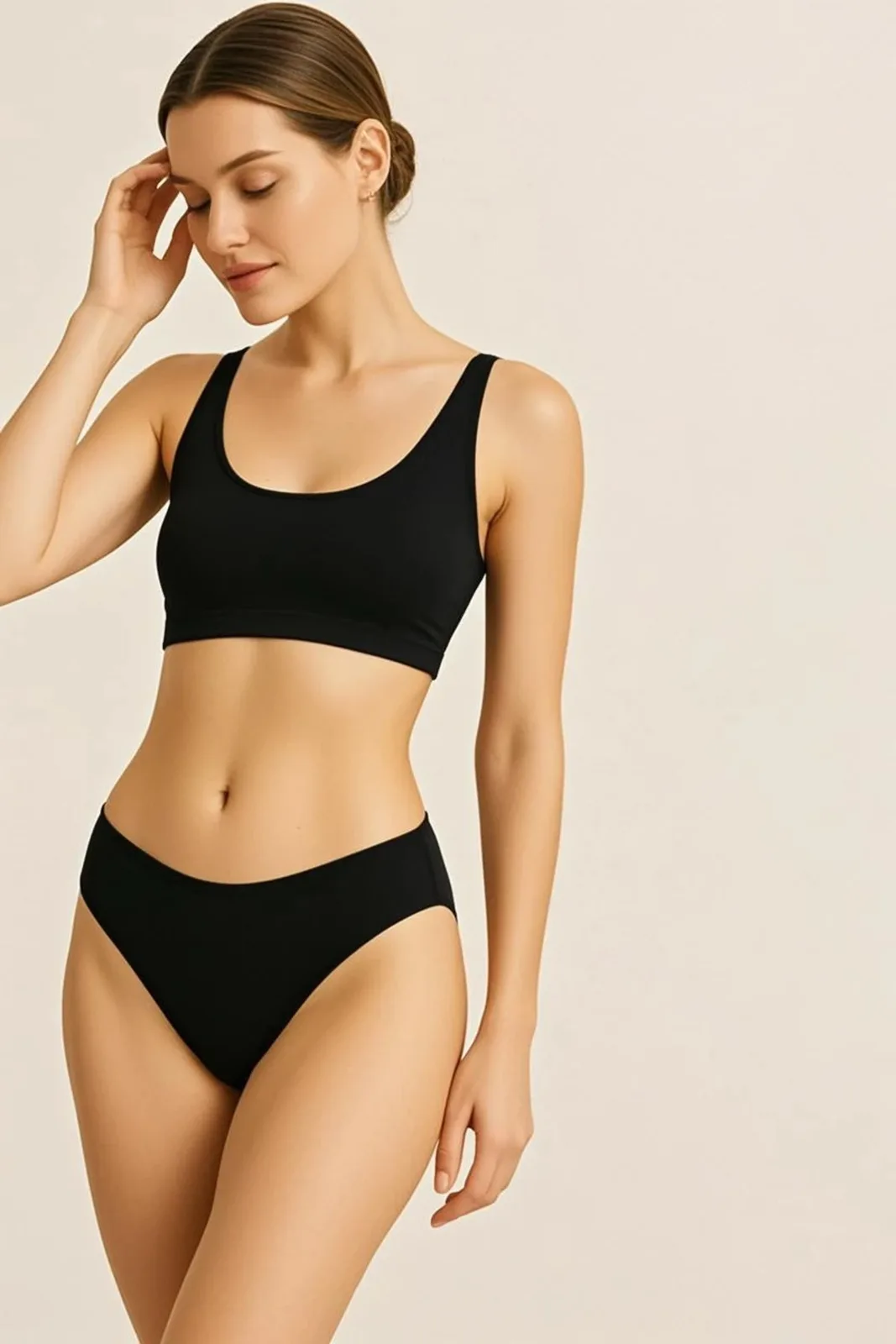 Women's 3-Pack %100 Cotton Black Briefs Set