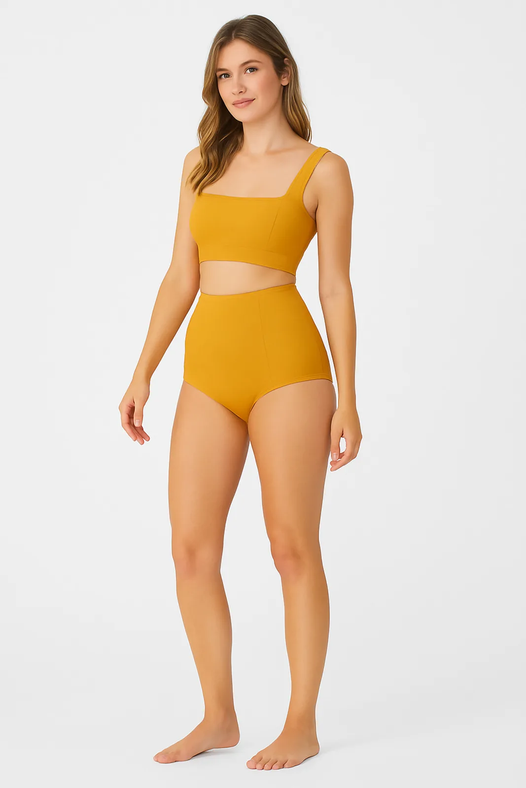 Mustard SculptFit High-Waist & Shaping & Sculpting Bikini Bottom