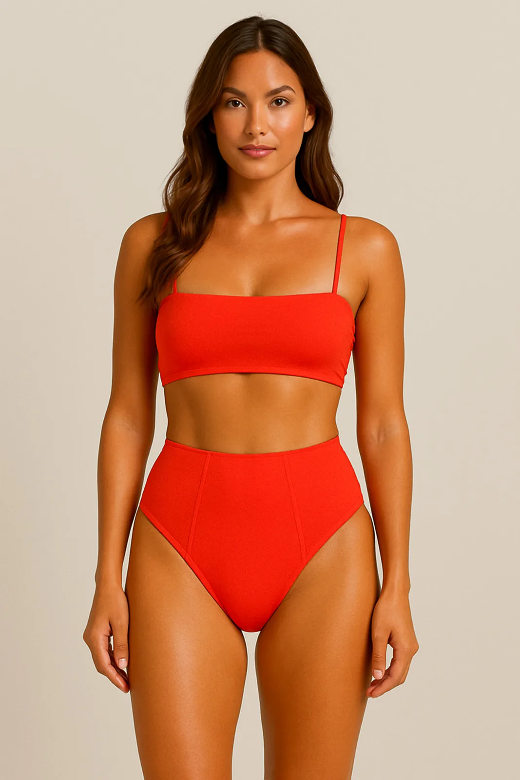 Pomegranate Red Sculptfit High-Waist & Shaping & Sculpting Bikini Bottom