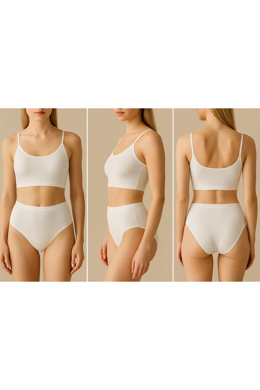 Women's 3-Pack %100 Cotton White Briefs Set
