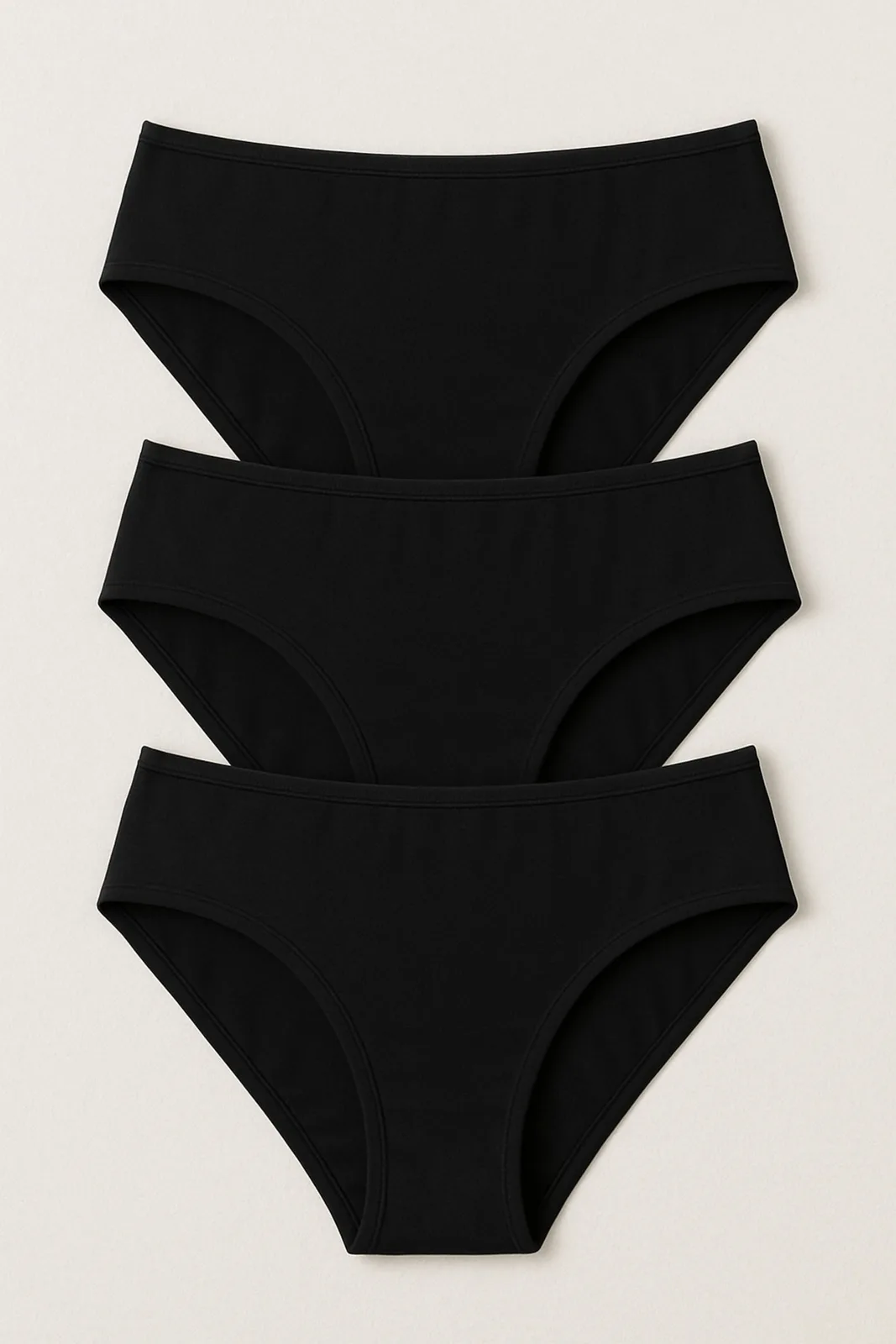 Women's 3-Pack %100 Cotton Black Briefs Set